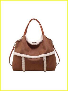 Women's Suede Large Capacity Tote Bag Crossbody Handbag Shoulder Purse
